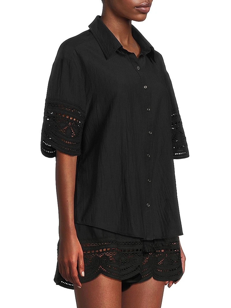 Shamaya Eyelet-Trimmed Swim Cover-Up Top
