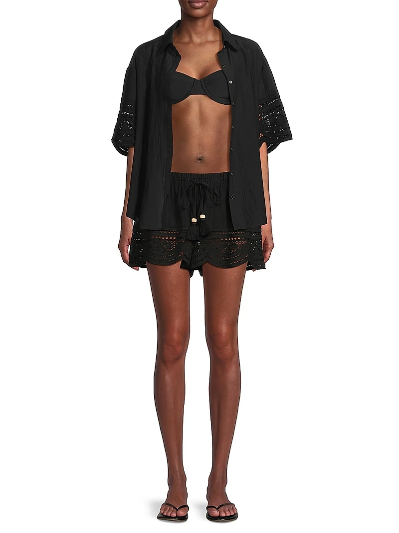Shamaya Eyelet-Trimmed Swim Cover-Up Top