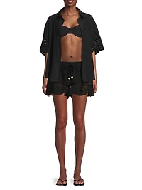 Shamaya Eyelet-Trimmed Swim Cover-Up Top