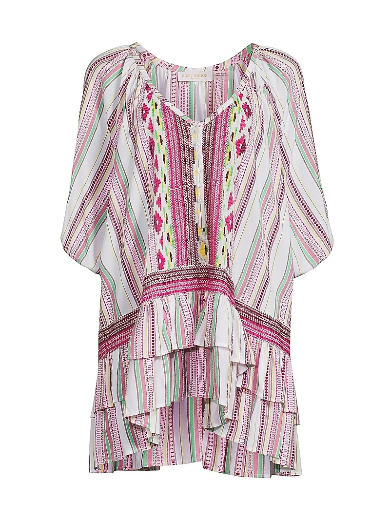 Hensley Striped Cotton Cover-Up Minidress