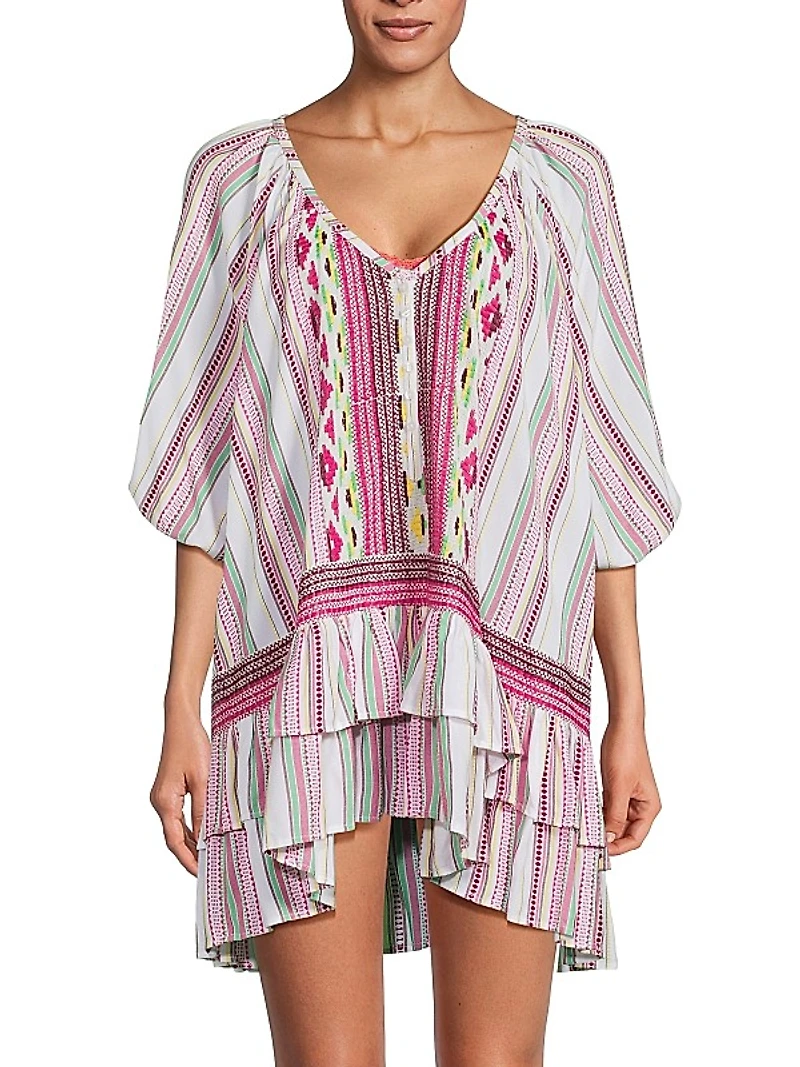 Hensley Striped Cotton Cover-Up Minidress