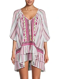 Hensley Striped Cotton Cover-Up Minidress