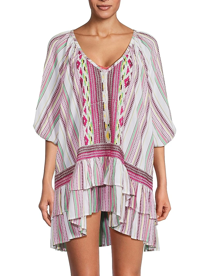 Hensley Striped Cotton Cover-Up Minidress