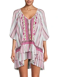 Hensley Striped Cotton Cover-Up Minidress