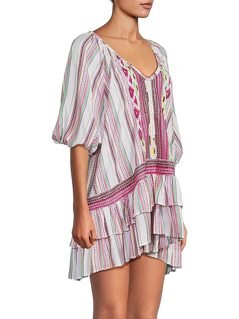 Hensley Striped Cotton Cover-Up Minidress