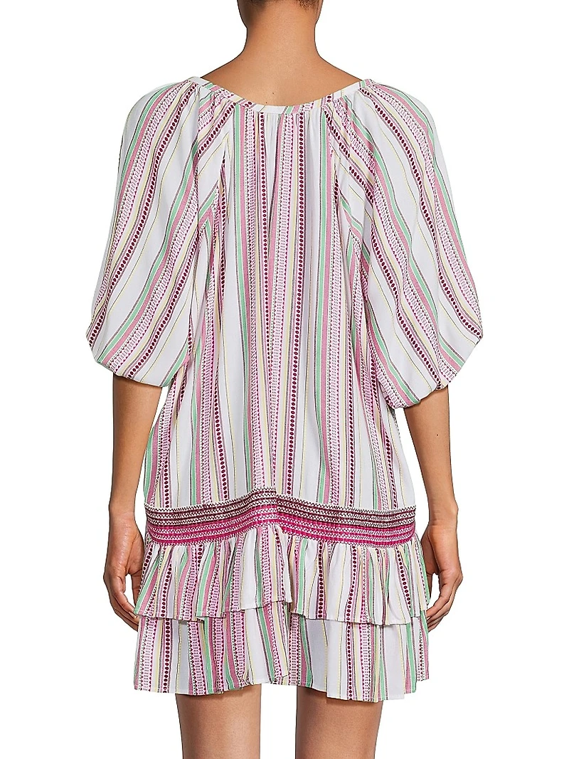 Hensley Striped Cotton Cover-Up Minidress
