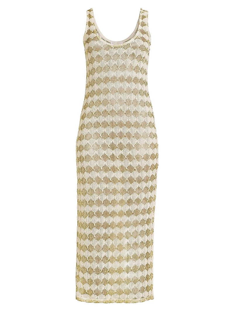 Angely Metallic Crochet Cover-Up Midi-Dress