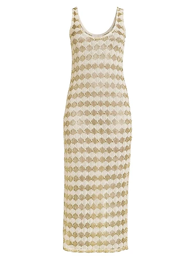 Angely Metallic Crochet Cover-Up Midi-Dress