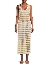 Angely Metallic Crochet Cover-Up Midi-Dress