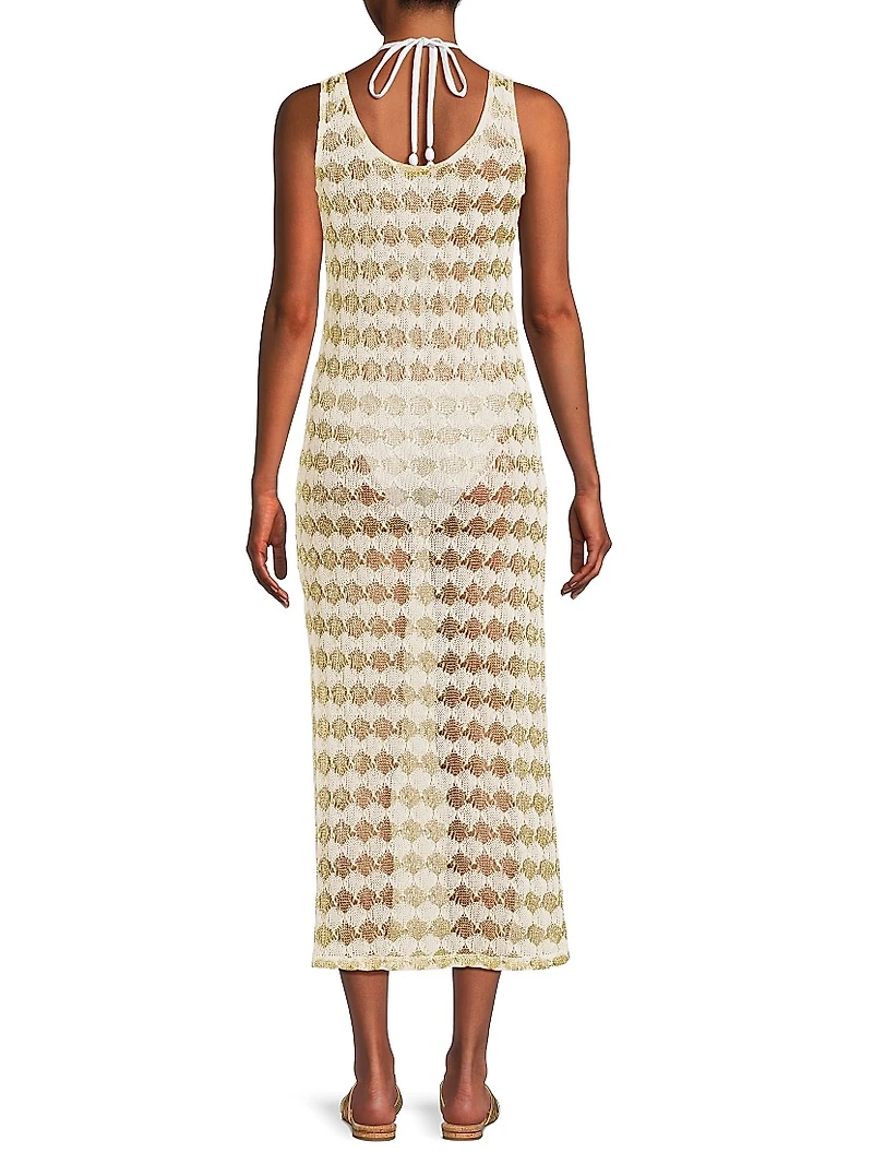 Angely Metallic Crochet Cover-Up Midi-Dress