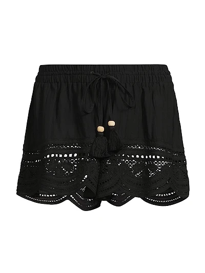 Amirah Cotton-Blend Lace Shorts