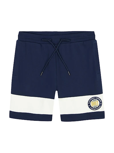 National League Logo-Embroidered Striped Cotton Drawstring Shorts
