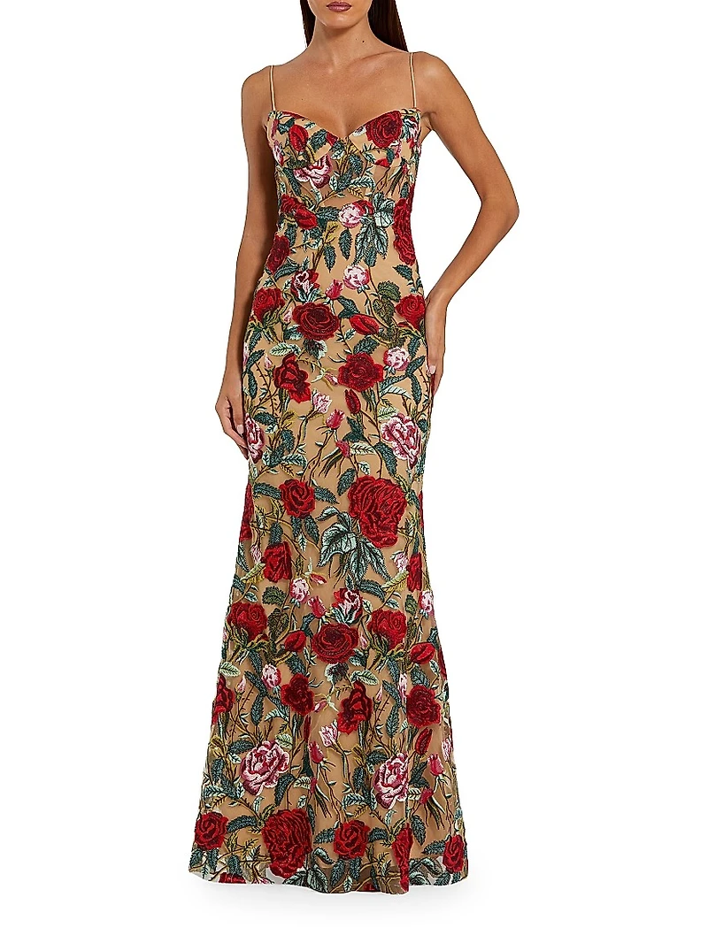 Ieena Floral Embroidered Gown