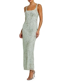 Cocktail Beaded Mesh Scoopneck Gown