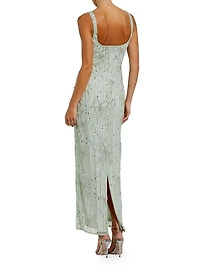 Cocktail Beaded Mesh Scoopneck Gown