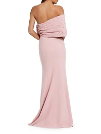 Evening Beaded Off-The-Shoulder Bow Satin Mermaid Gown