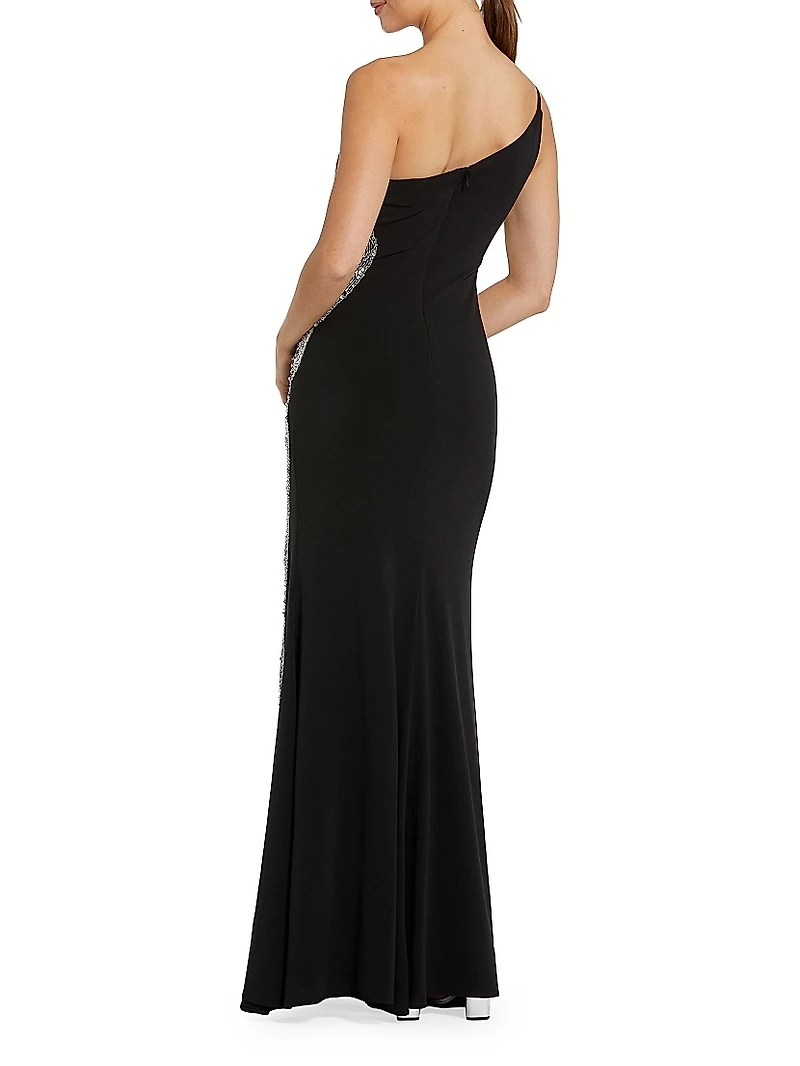 Embellished One-Shoulder Jersey Gown