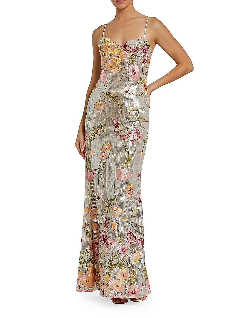 Bustier Floral Appliqué Gown