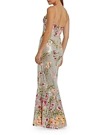 Bustier Floral Appliqué Gown