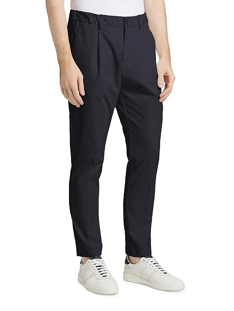 Elasticized Waist Straight-Leg Pants