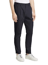 Elasticized Waist Straight-Leg Pants