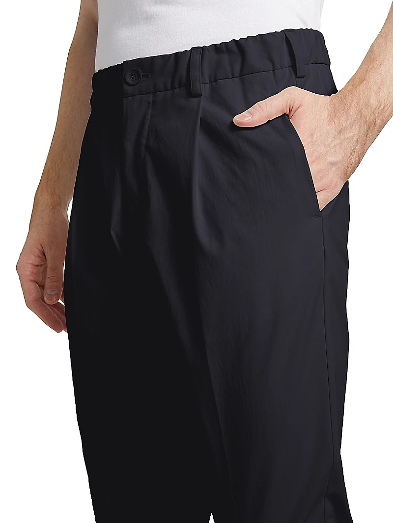 Elasticized Waist Straight-Leg Pants