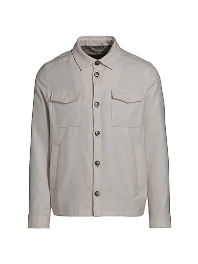 Cotton-Blend Button-Front Shirt Jacket