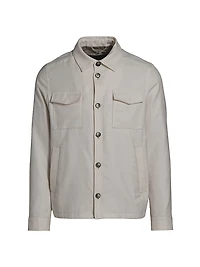 Cotton-Blend Button-Front Shirt Jacket