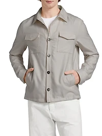 Cotton-Blend Button-Front Shirt Jacket