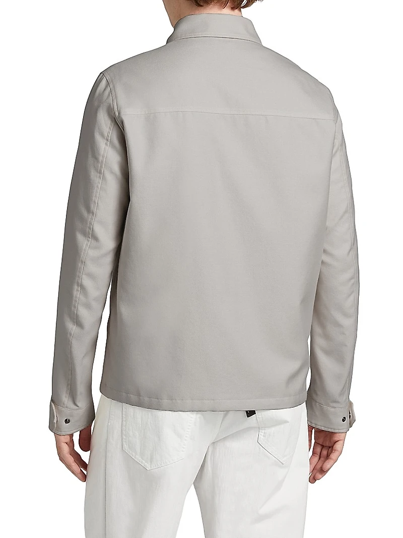 Cotton-Blend Button-Front Shirt Jacket