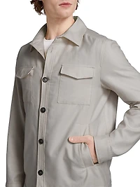 Cotton-Blend Button-Front Shirt Jacket