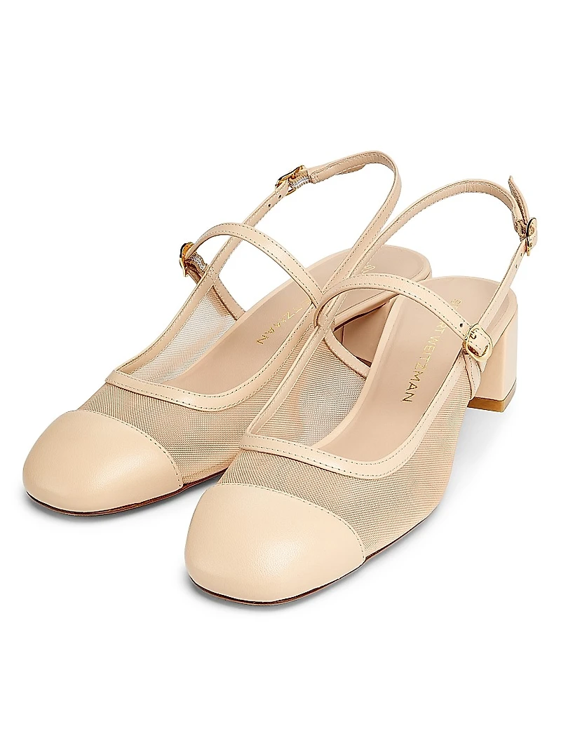 Maeve 35MM Leather & Mesh Mary Jane Shoes