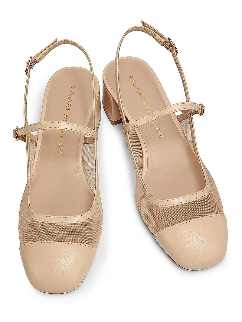 Maeve 35MM Leather & Mesh Mary Jane Shoes