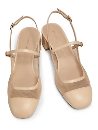 Maeve 35MM Leather & Mesh Mary Jane Shoes