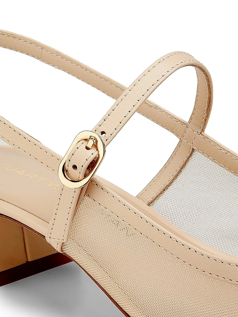 Maeve 35MM Leather & Mesh Mary Jane Shoes
