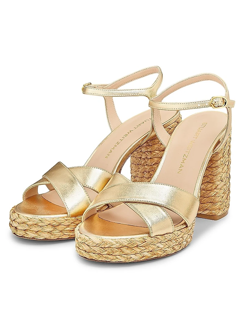 Dayna 90MM Metallic Leather Platform Sandals