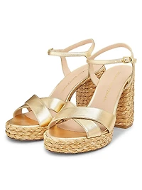 Dayna 90MM Metallic Leather Platform Sandals
