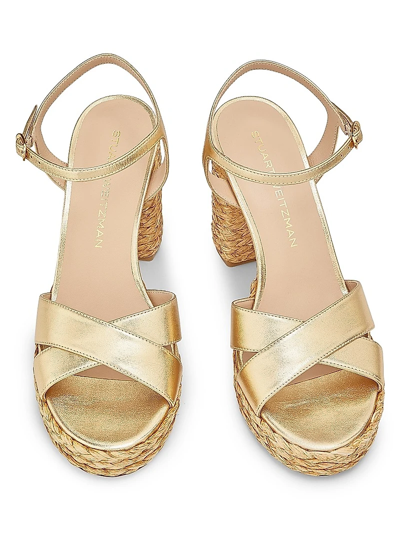 Dayna 90MM Metallic Leather Platform Sandals