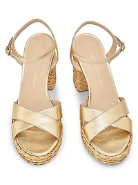 Dayna 90MM Metallic Leather Platform Sandals