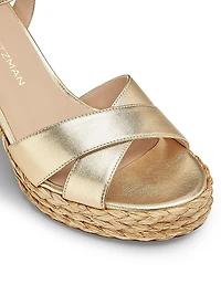 Dayna 90MM Metallic Leather Platform Sandals
