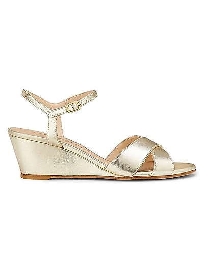 Dayna 50MM Metallic Leather Wedge Sandals