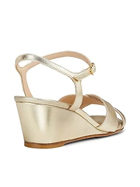 Dayna 50MM Metallic Leather Wedge Sandals
