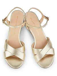 Dayna 50MM Metallic Leather Wedge Sandals