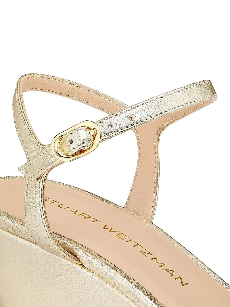 Dayna 50MM Metallic Leather Wedge Sandals