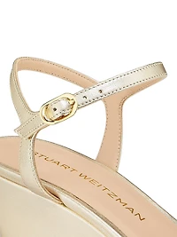 Dayna 50MM Metallic Leather Wedge Sandals