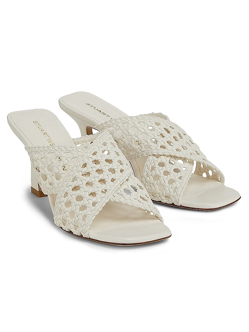 Thea 75MM Woven Leather Slides