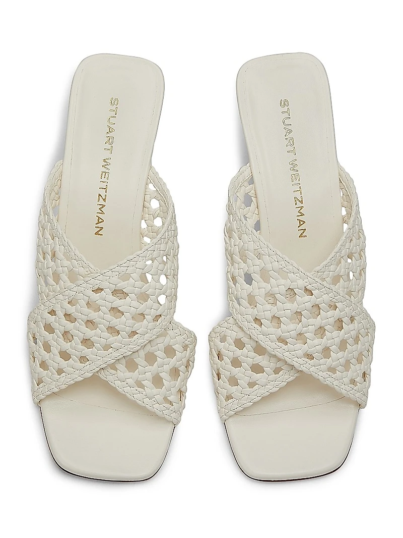 Thea 75MM Woven Leather Slides