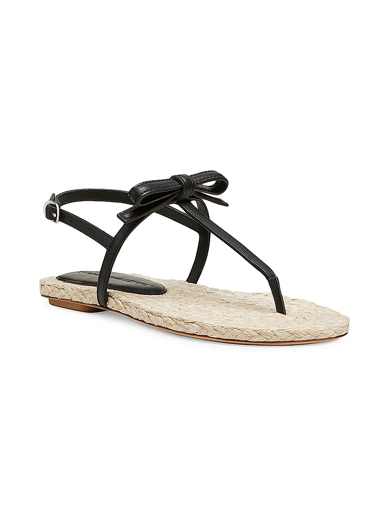 Felicity Bow-Detailed Leather Espadrille T-Strap Sandals