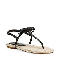 Felicity Bow-Detailed Leather Espadrille T-Strap Sandals