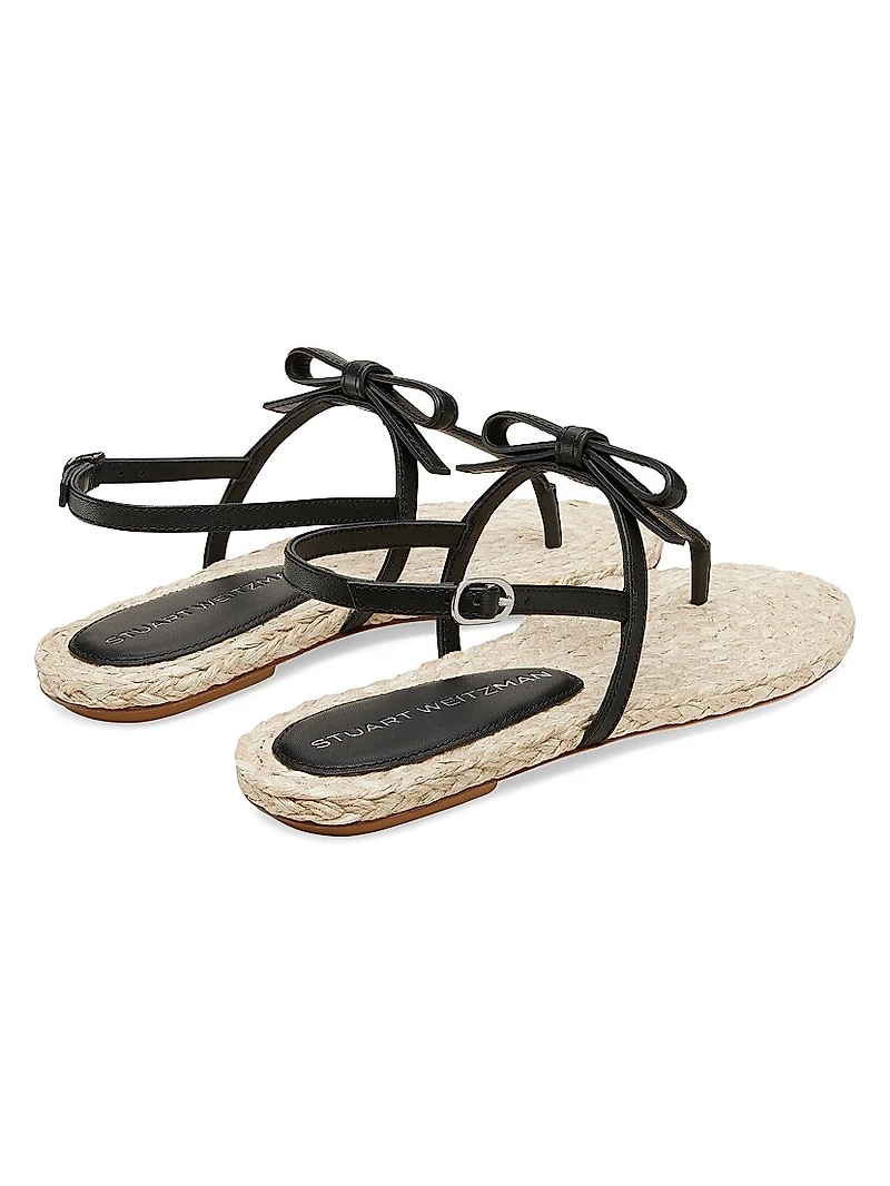 Felicity Bow-Detailed Leather Espadrille T-Strap Sandals